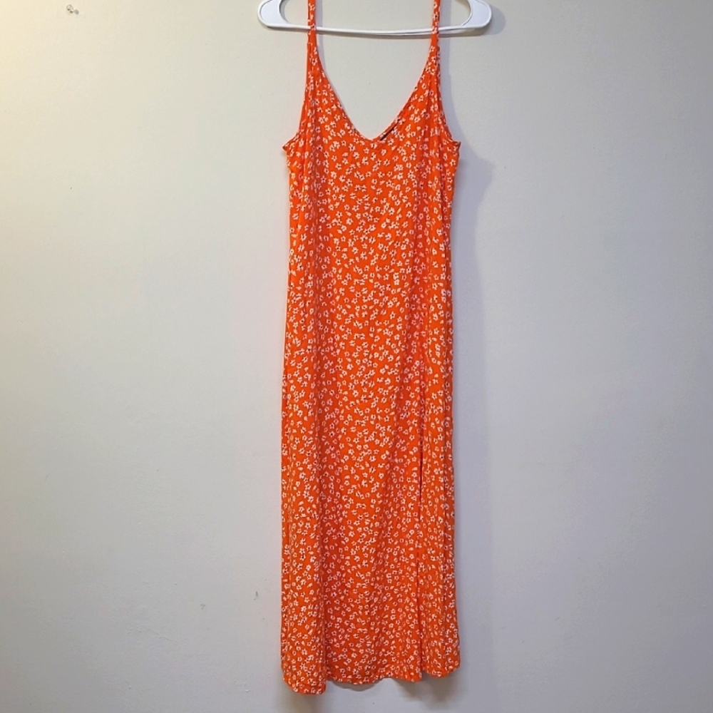 Vince Camuto Orange White Spaghetti Strap Sundress
